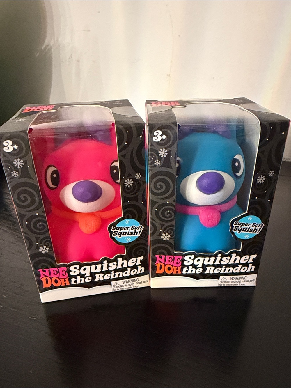 Schylling Needoh Reindeer Squisher the Reindoh Kids Toy Lot Bundle Set Pink Blue